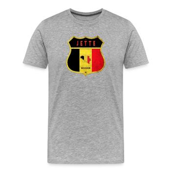 Jette Belgique Armoiries Drapeaux Design - T-shirt bio Premium Homme - gris chiné - Devant - Damien (186cm)