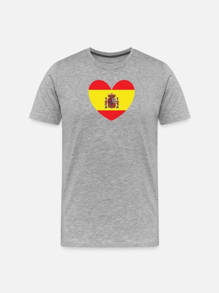 Heart Flag of Spain - Men's Premium Organic T-Shirt - heather grey