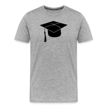 Hauben- oder Hutlogo für die Prüfungspräsentation - Männer Premium Bio T-Shirt - Grau meliert - Vorne - Damien (186cm)