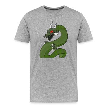 Drache mit roten Augen - Männer Premium Bio T-Shirt - Grau meliert - Vorne - Damien (186cm)