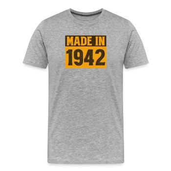 Made in 1942 Retro Shirt - Männer Premium Bio T-Shirt - Grau meliert - Vorne - Damien (186cm)