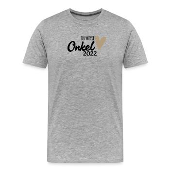 Onkel 2022 - Onkel werden - Männer Premium Bio T-Shirt - Grau meliert - Vorne - Damien (186cm)