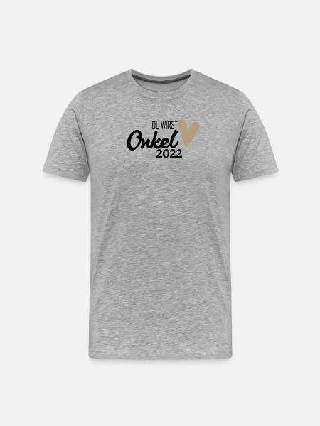 Onkel 2022 - Onkel werden - Männer Premium Bio T-Shirt - Grau meliert