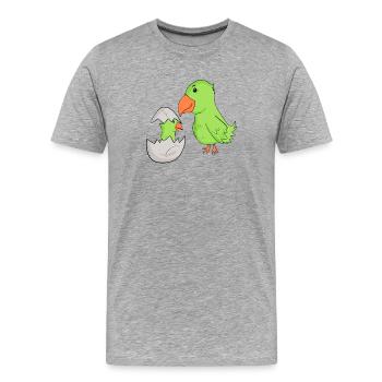 Perroquet avec bébé perroquet - T-shirt bio Premium Homme - gris chiné - Devant - Damien (186cm)