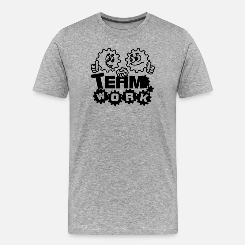 Gemeinschaftsarbeit - Männer Premium Bio T-Shirt - Grau meliert