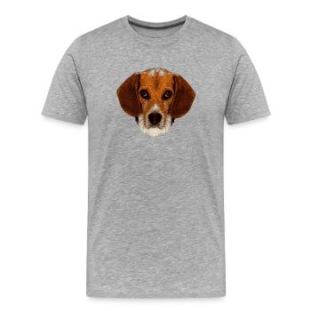 jagdhunde, Beagle leinwand optik - Männer Premium Bio T-Shirt - Grau meliert - Vorne - Damien (186cm)