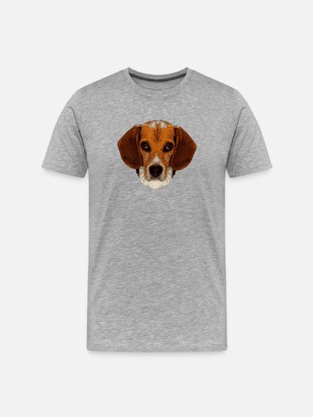 jagdhunde, Beagle leinwand optik - Männer Premium Bio T-Shirt - Grau meliert