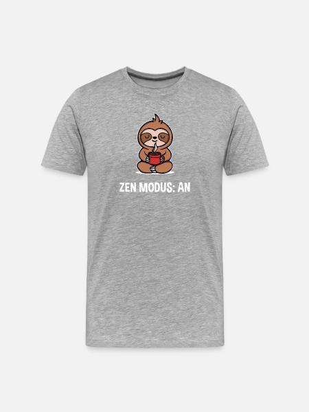 Faultier Spruch Koffein Kaffee Kaffeetrinker - Männer Premium Bio T-Shirt - Grau meliert