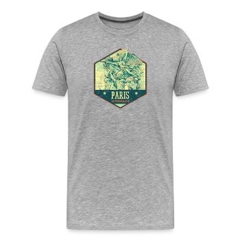 Retro-Abzeichen, Paris Frankreich ist meine Heimatstadt - Männer Premium Bio T-Shirt - Grau meliert - Vorne - Damien (186cm)
