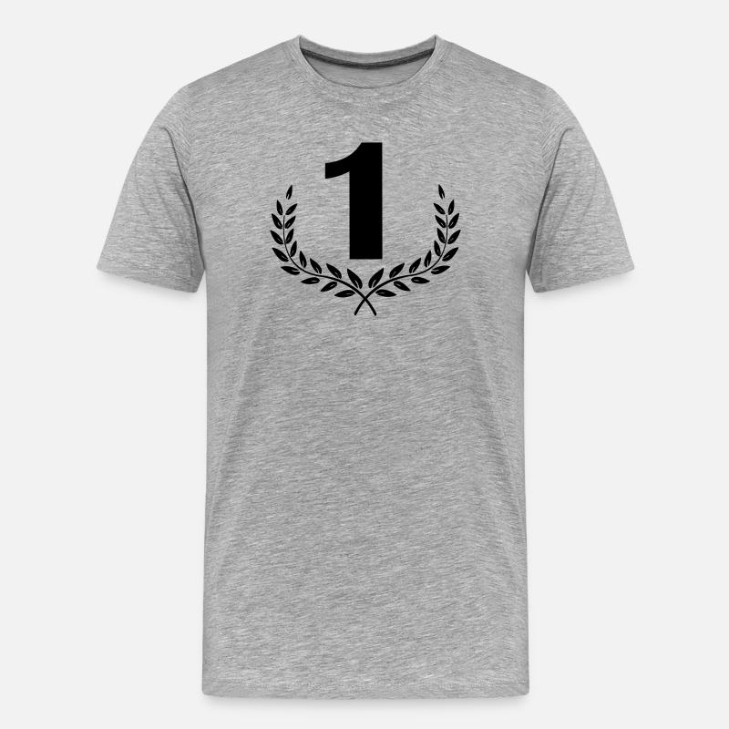 Nummer 1 im Lorbeerkranz - Männer Premium Bio T-Shirt - Grau meliert