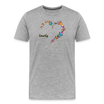 papillons multi lovely heart - T-shirt bio Premium Homme - gris chiné - Devant - Damien (186cm)