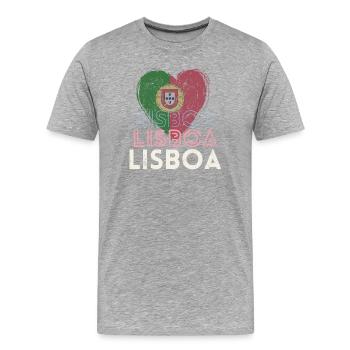 Lissabon Portugal, schöne Stadt ist meine Heimatstadt - Männer Premium Bio T-Shirt - Grau meliert - Vorne - Damien (186cm)
