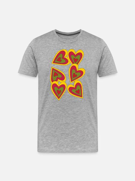 cœurs en feu - T-shirt bio Premium Homme - gris chiné