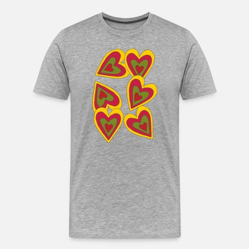 herzen on fire - Männer Premium Bio T-Shirt - Grau meliert