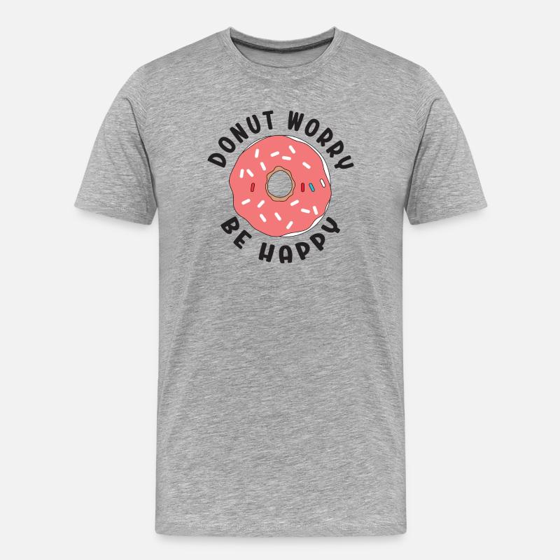 Donut Sorge Sei glücklich - Männer Premium Bio T-Shirt - Grau meliert
