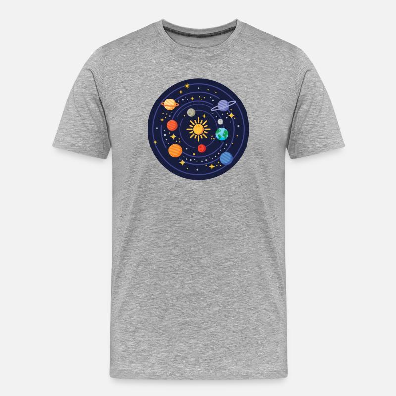 Sonnensystem - Männer Premium Bio T-Shirt - Grau meliert