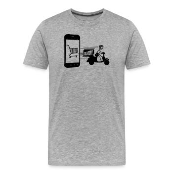 Online shopping and delivery scooter - Men's Premium Organic T-Shirt - heather grey - Front - Damien (186cm)