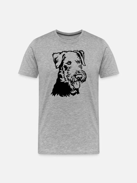 Airedale Terrier Head - Men's Premium Organic T-Shirt - heather grey