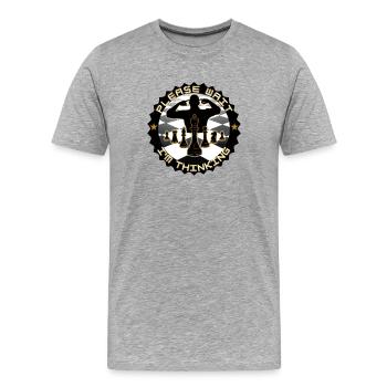 Schach bitte warten Ich denke nach - Männer Premium Bio T-Shirt - Grau meliert - Vorne - Damien (186cm)