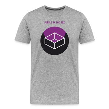 purple in the box - Männer Premium Bio T-Shirt - Grau meliert - Vorne - Damien (186cm)