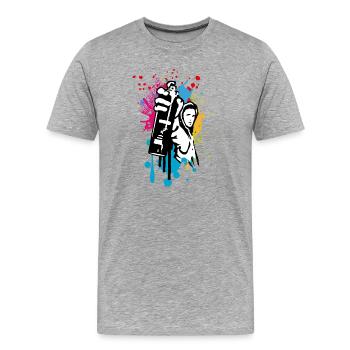 pulvérisateur de motifs de street art cool dans le style graffiti - T-shirt bio Premium Homme - gris chiné - Devant - Damien (186cm)