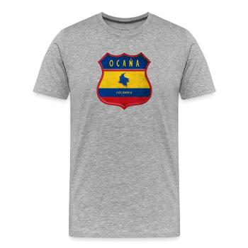 Écusson Ocaña Colombia - T-shirt bio Premium Homme - gris chiné - Devant - Damien (186cm)