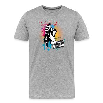 pulvérisateur de motifs d’art de rue cool avec ghetto blaster - T-shirt bio Premium Homme - gris chiné - Devant - Damien (186cm)