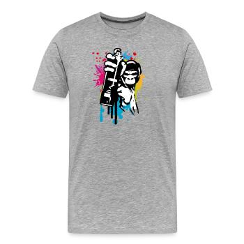 sprayer gorille d’art de rue cool dans le style graffiti - T-shirt bio Premium Homme - gris chiné - Devant - Damien (186cm)
