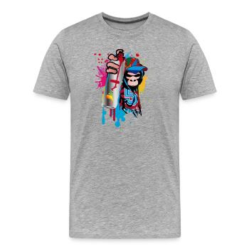 sprayer gorille d’art de rue cool dans le style graffiti - T-shirt bio Premium Homme - gris chiné - Devant - Damien (186cm)