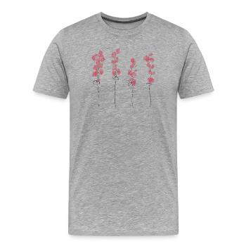Rosa Blumen - Männer Premium Bio T-Shirt - Grau meliert - Vorne - Damien (186cm)