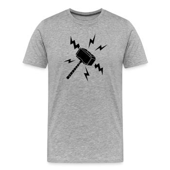 Marteau Thor avec la foudre - T-shirt bio Premium Homme - gris chiné - Devant - Damien (186cm)