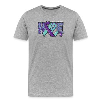 Sensibilisation à la prévention du suicide Hope - T-shirt bio Premium Homme - gris chiné - Devant - Damien (186cm)