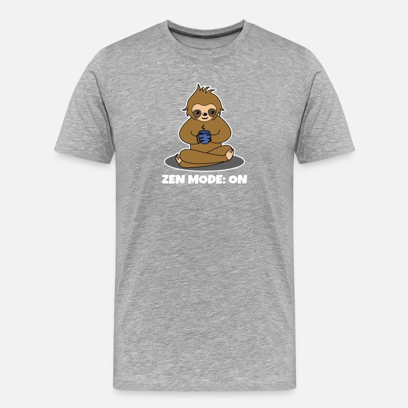 Kaffeetrinker Faultier Kaffeetasse Kaffee Spruch - Männer Premium Bio T-Shirt - Grau meliert