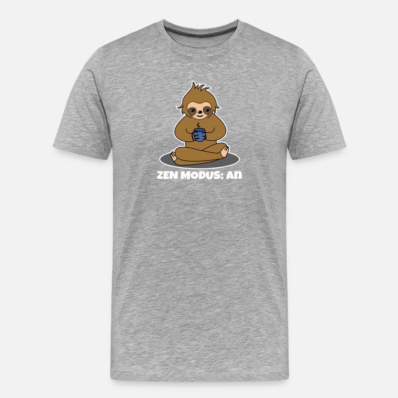 Kaffeetrinker Kaffee Trinken Faultier Kaffeetasse - Männer Premium Bio T-Shirt - Grau meliert
