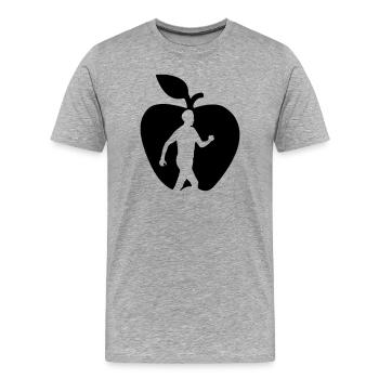 Marcheur de fruits en bonne santé dans la pomme découpée - T-shirt bio Premium Homme - gris chiné - Devant - Damien (186cm)