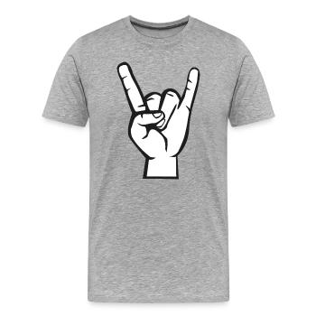 Main avec le symbole Rock-Metal-Satan - T-shirt bio Premium Homme - gris chiné - Devant - Damien (186cm)
