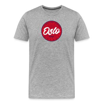 Cercle du logo de la ville vintage d’Oslo - T-shirt bio Premium Homme - gris chiné - Devant - Damien (186cm)