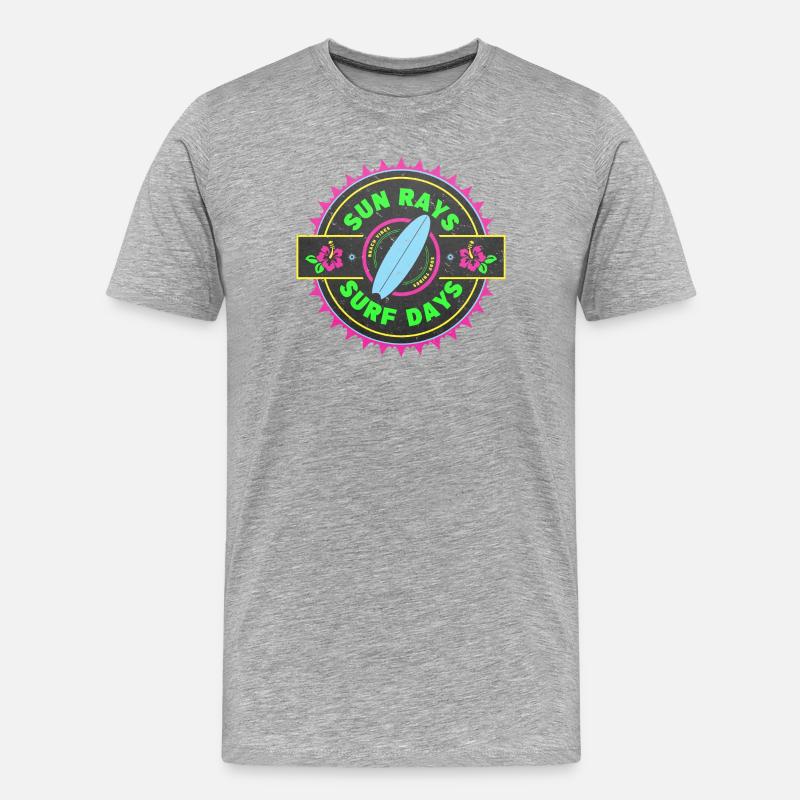 Surfen Retro Surfer Grafikdesign - Männer Premium Bio T-Shirt - Grau meliert