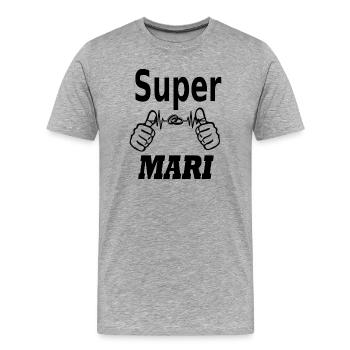 SUPER MARI - T-shirt bio Premium Homme - gris chiné - Devant - Damien (186cm)