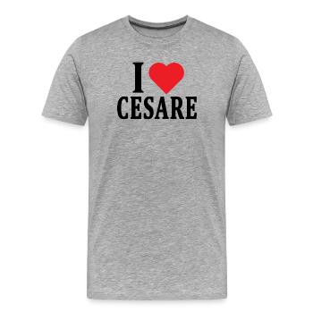 T-Shirt Ich liebe Cesare T-Shirt Geschenkidee - Männer Premium Bio T-Shirt - Grau meliert - Vorne - Damien (186cm)