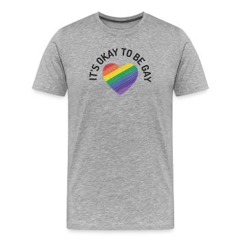Es ist in Ordnung, schwul zu sein - Männer Premium Bio T-Shirt - Grau meliert - Vorne - Damien (186cm)