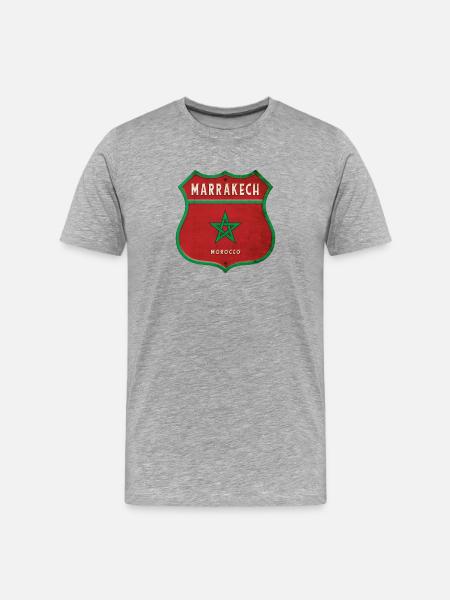 Marrakech Morocco Coat of Arms Flags Design - Men's Premium Organic T-Shirt - heather grey
