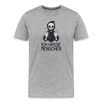 Ich hasse Menschen - Männer Premium Bio T-Shirt - Grau meliert - Vorne - Damien (186cm)