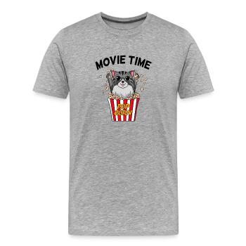 Cinema Evening Movie Night Cinema Norwegian Forest Cat - Men's Premium Organic T-Shirt - heather grey - Front - Damien (186cm)
