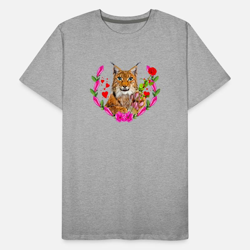Lynx cat with rose for love Men's Premium Organic T-Shirt