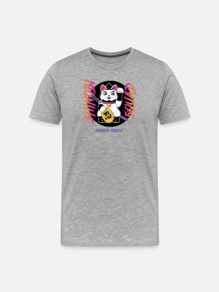 Crazy Cat Shinobi Tee White - Men's Premium Organic T-Shirt - heather grey