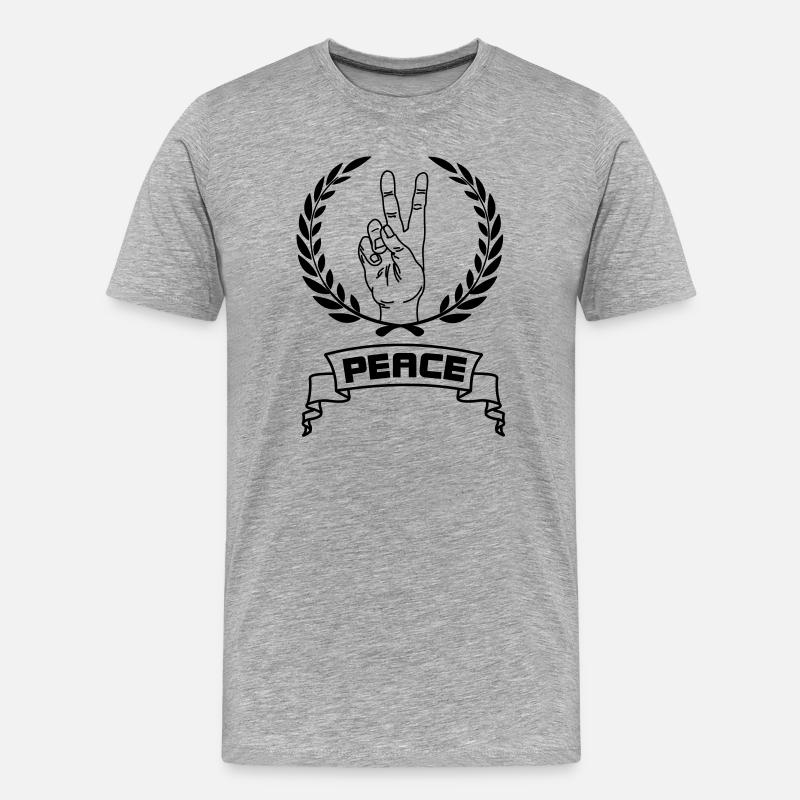 Handgeste Frieden - Männer Premium Bio T-Shirt - Grau meliert
