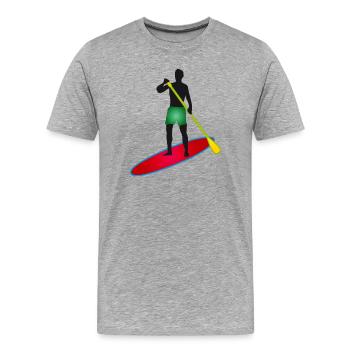 Stand up paddle - Homme avec paddle board - T-shirt bio Premium Homme - gris chiné - Devant - Damien (186cm)