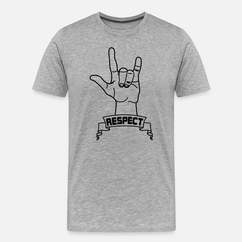 Handgeste Respekt mit Text RESPEKT - Männer Premium Bio T-Shirt - Grau meliert
