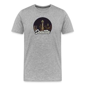 Seattle Cityscape - Men's Premium Organic T-Shirt - heather grey - Front - Damien (186cm)